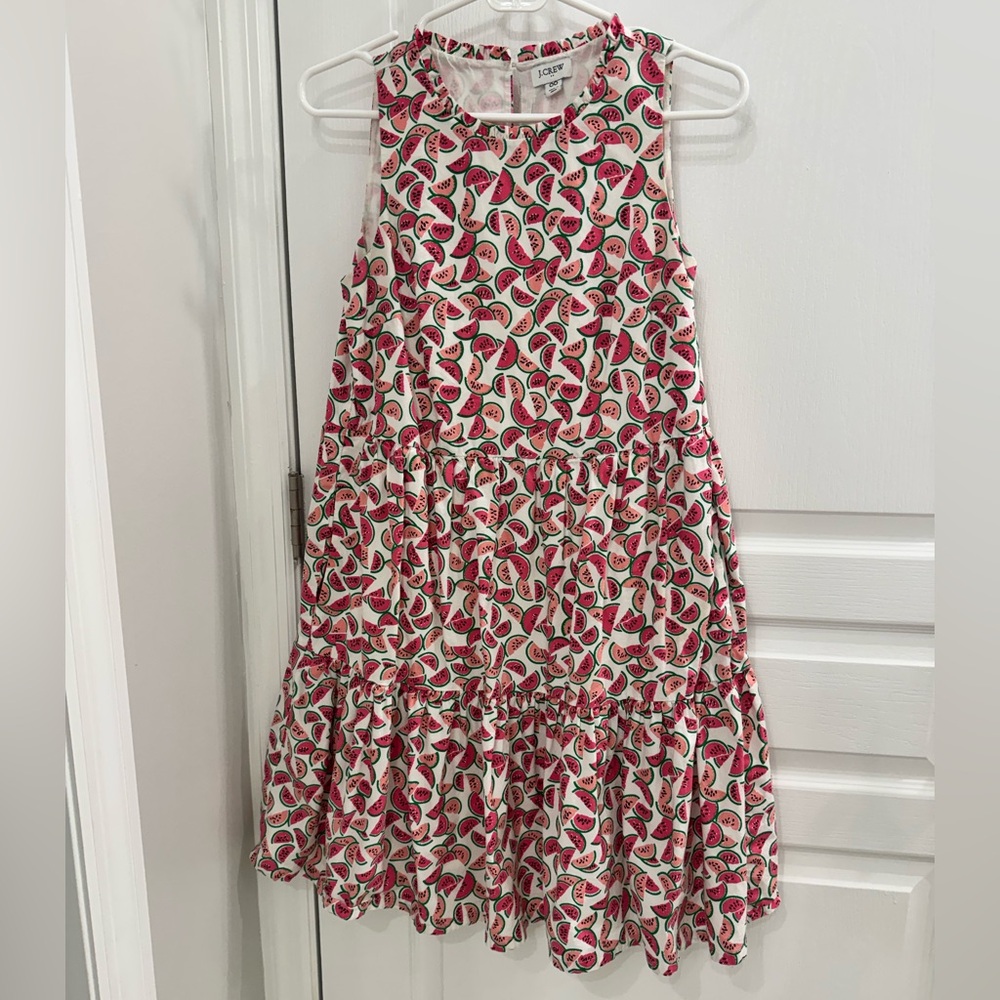J. Crew Cream Dress with Pink & Green Watermelon Print